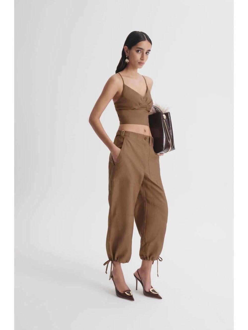 NWT matching set scanlan Theodore linen set cargo camisole+  cropped cargo pants - Picture 3 of 14